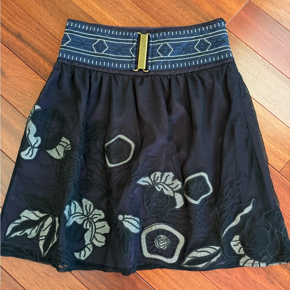 Sweet by Miss Me Midi Skirt Women SZ S  Eggplant W Metal Trim Belt Lined